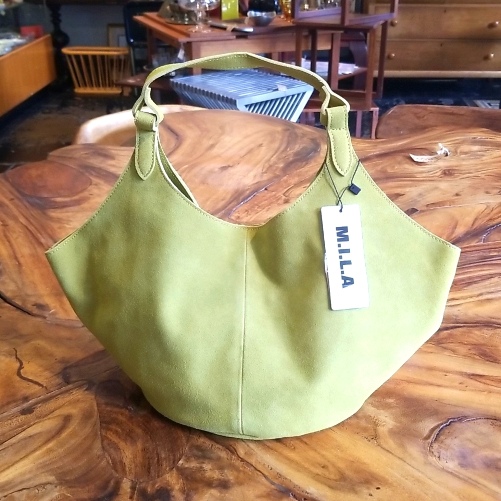 NWT M.I.L.A. Chartreuse suede leather bag Emma Bag